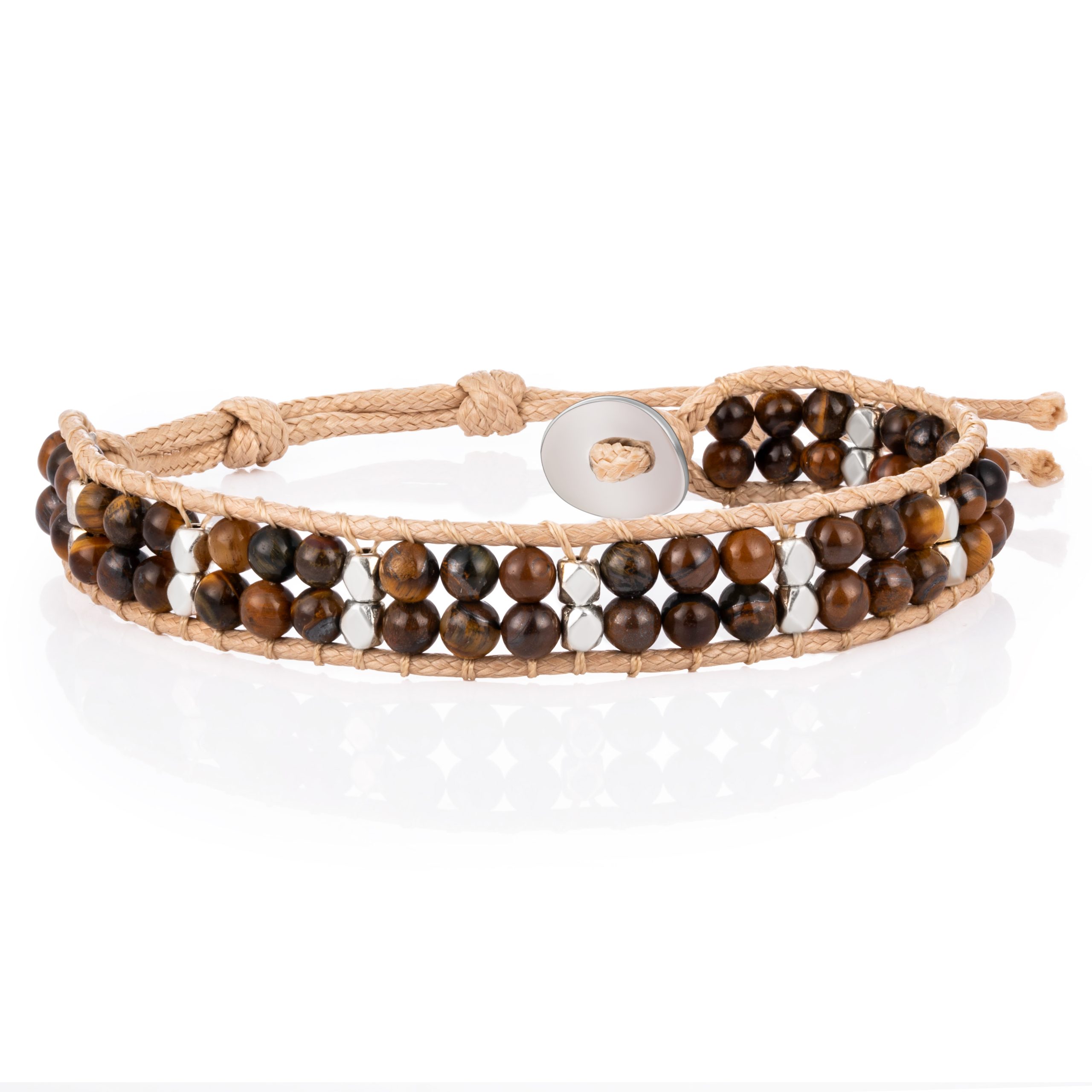 316L stainless steel double layer brown natural stone beaded bracelet custom jewelry supplier for brands