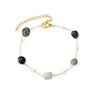Customizable Adjustable Natural Stone Pearl Chain Bracelet for Women