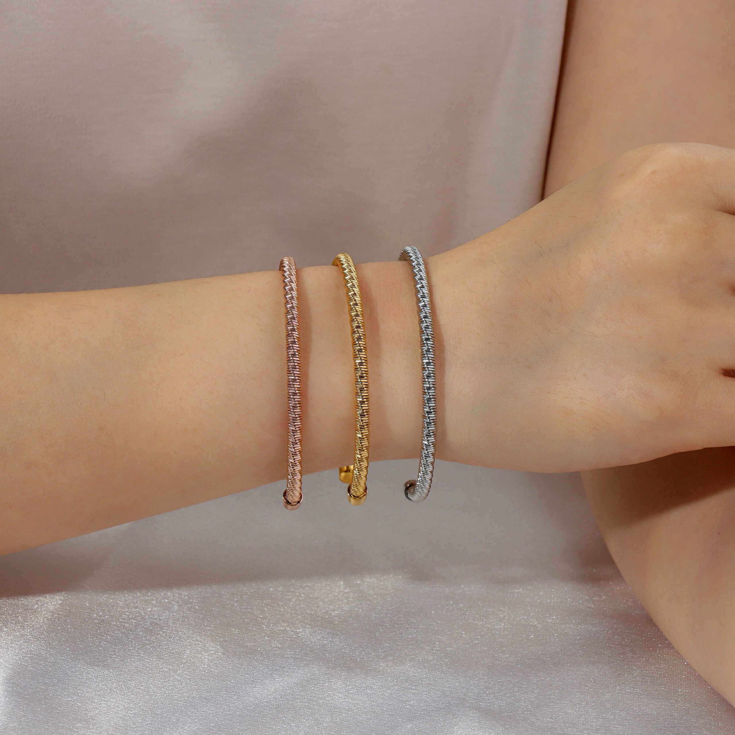 OEM ODM Bulk Order Stainless Steel Twisted Wire Cuff Bracelet Bangles for Women Men - Image 4