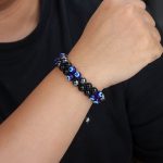 Custom Order Adjustable Double Layer Evil Eye Beaded Bracelet for Men