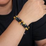 Custom Order Adjustable Double Layer Evil Eye Beaded Bracelet for Men