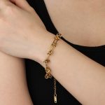 Custom Personality Adjustable 18K Gold Plated Knot Chain Bracelet for Women