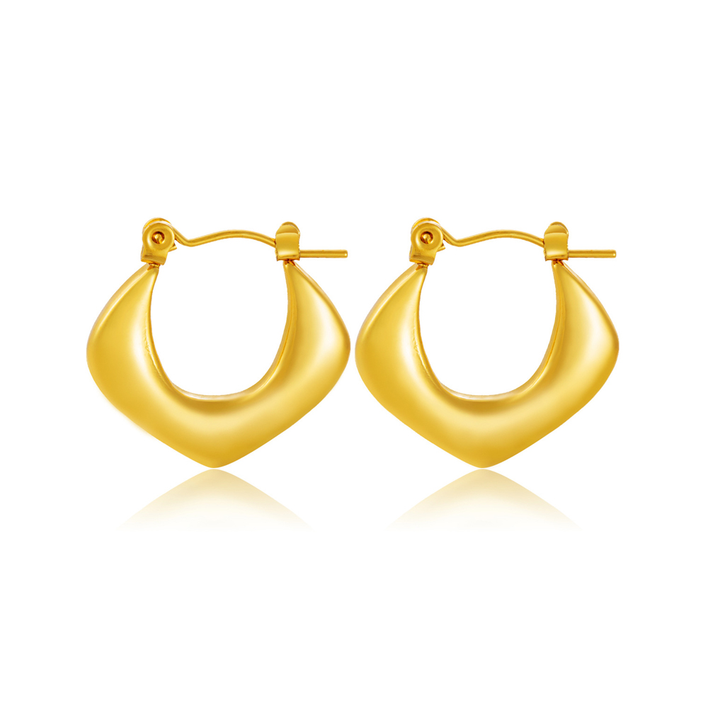 Custom Personality Stainless Steel Geometric Round Edge Hoop Earrings for Women