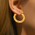 Custom Personalized 18K Gold Plated Twisted Hoop Earrings for Women