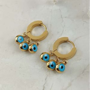 OEM ODM Custom Stainless Steel Resin Evil Eye Drop Hoop Earrings for Women