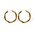 Custom Design Two-Tone Twist Stainless Steel Hoop Earrings for Women