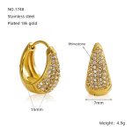 OEM ODM Custom Stainless Steel Gold Rhinestone Hoop Earrings for Women