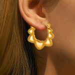 Custom Personality Stainless Steel Gold Heart Hoop Earrings for Women