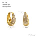 OEM ODM Custom Stainless Steel Gold Rhinestone Hoop Earrings for Women