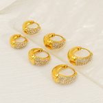 OEM ODM Custom Stainless Steel Gold Rhinestone Hoop Earrings for Women