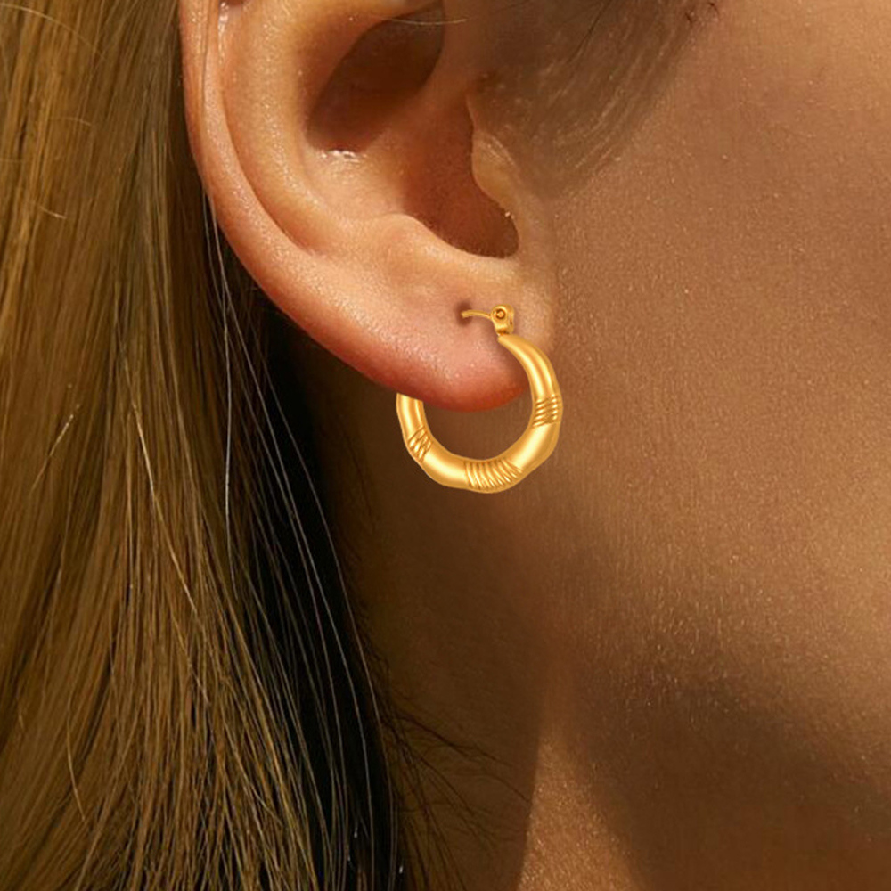 Custom Made Stainless Steel 18K Gold Plated Hoop Earrings for Women - Image 2