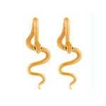 Custom Bulk Jewelry Detachable Stainless Steel Snake Green Zircon Eyes Earrings for Men