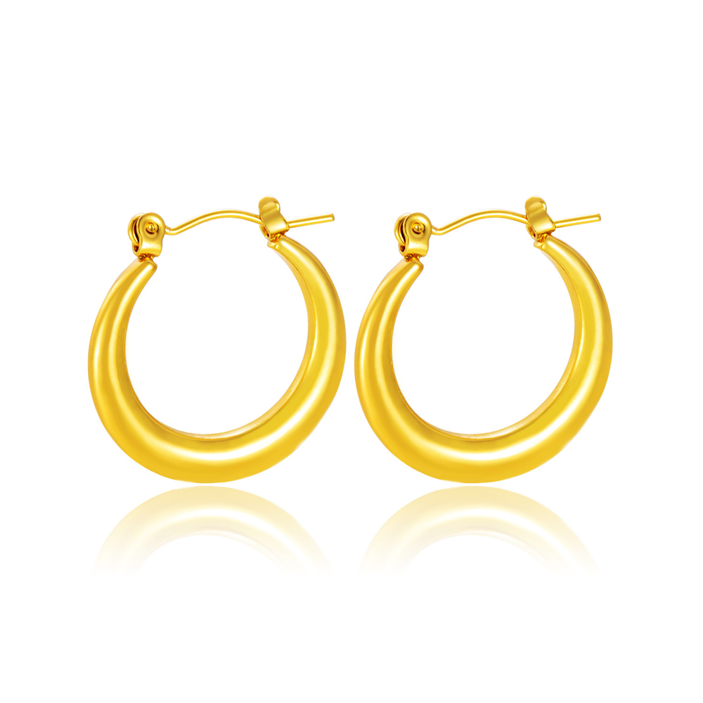 Factory Direct Custom Stainless Steel Plain Gold Hoop Earrings for Women