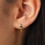Customizable Stainless Steel Green Zircon Hoop Earrings for Women