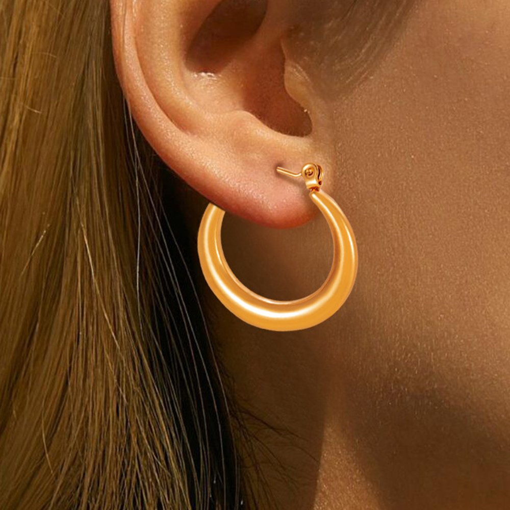 Factory Direct Custom Stainless Steel Plain Gold Hoop Earrings for Women - Image 2