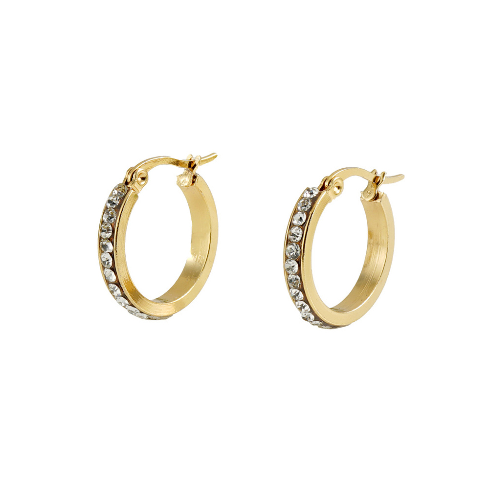Custom Personalized Rhinestone Stainless Steel Hoop Earrings for Women