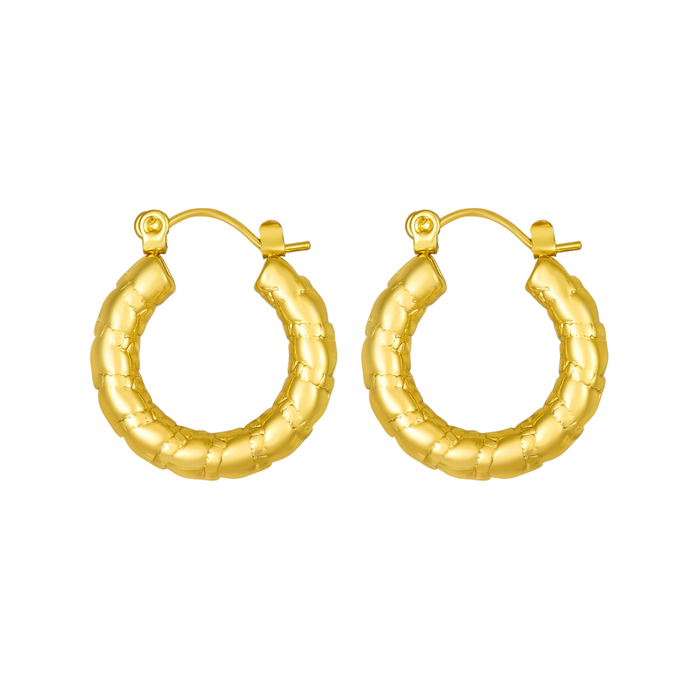 OEM ODM Bulk Order Chunky Stainless Steel Gold Round Hoop Earrings for Women