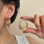 Customize Stainless Steel PVD Gold Geometric Multiple Hoop Earrings for Women