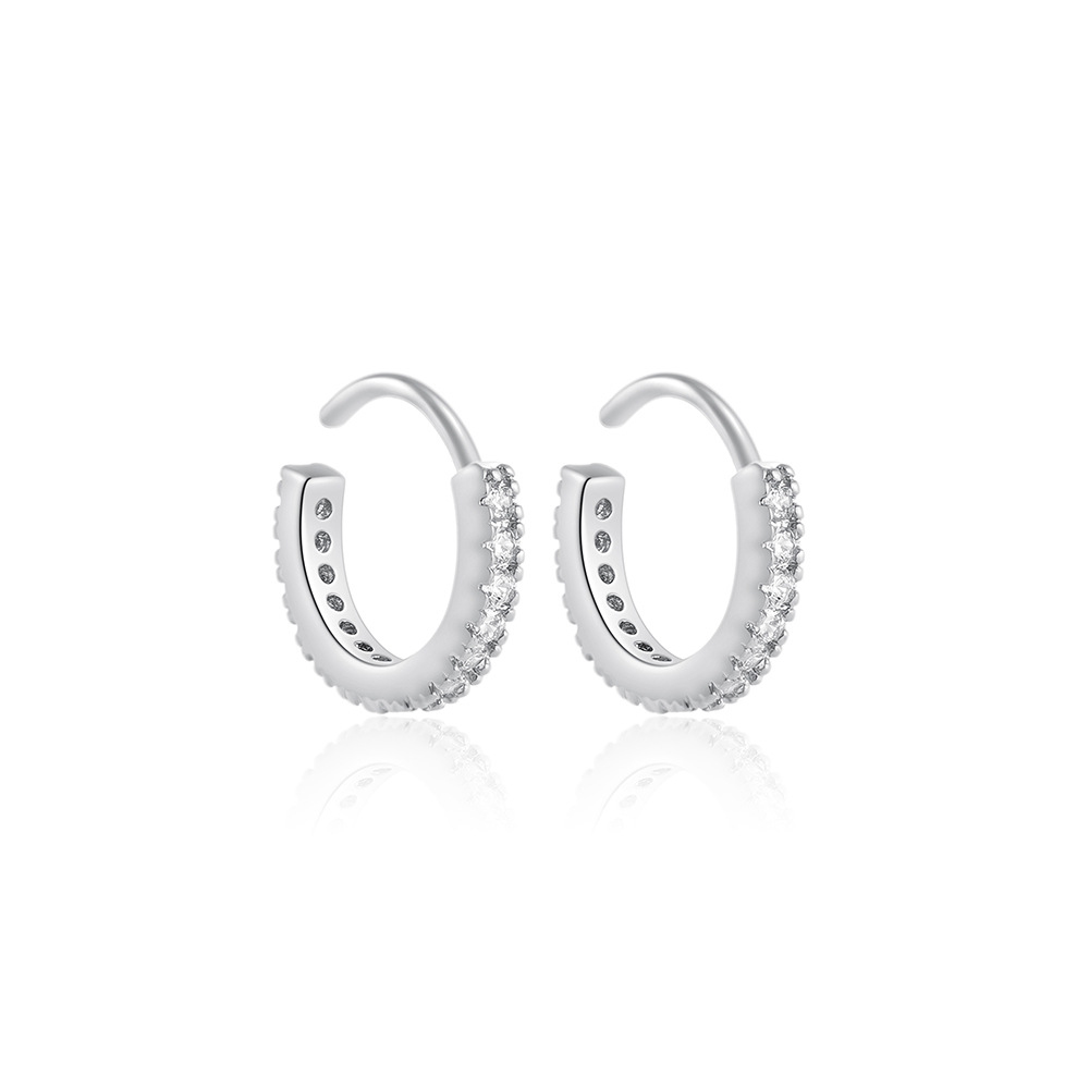 Custom Stainless Steel Cubic Zircon Huggie Hoop Earrings for Women - Image 2