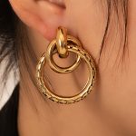 OEM ODM Custom Gold Plated Stainless Steel Double Hoop Earrings for Women