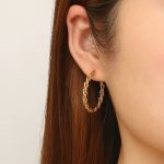 OEM ODM Custom Stainless Steel PVD Gold Chain Hoop Earrings for Women