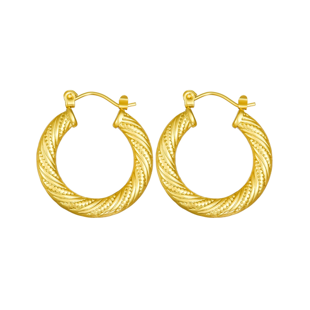 Factory Custom Twisted Gold Stainless Steel Hoop Earrings for Women