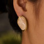 Bulk Order Manufacturer Stainless Steel Oval Resin Earrings for Women