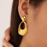 Customize Private Label Statement Hollow Engraved Stainless Steel Drop Earrings for Women