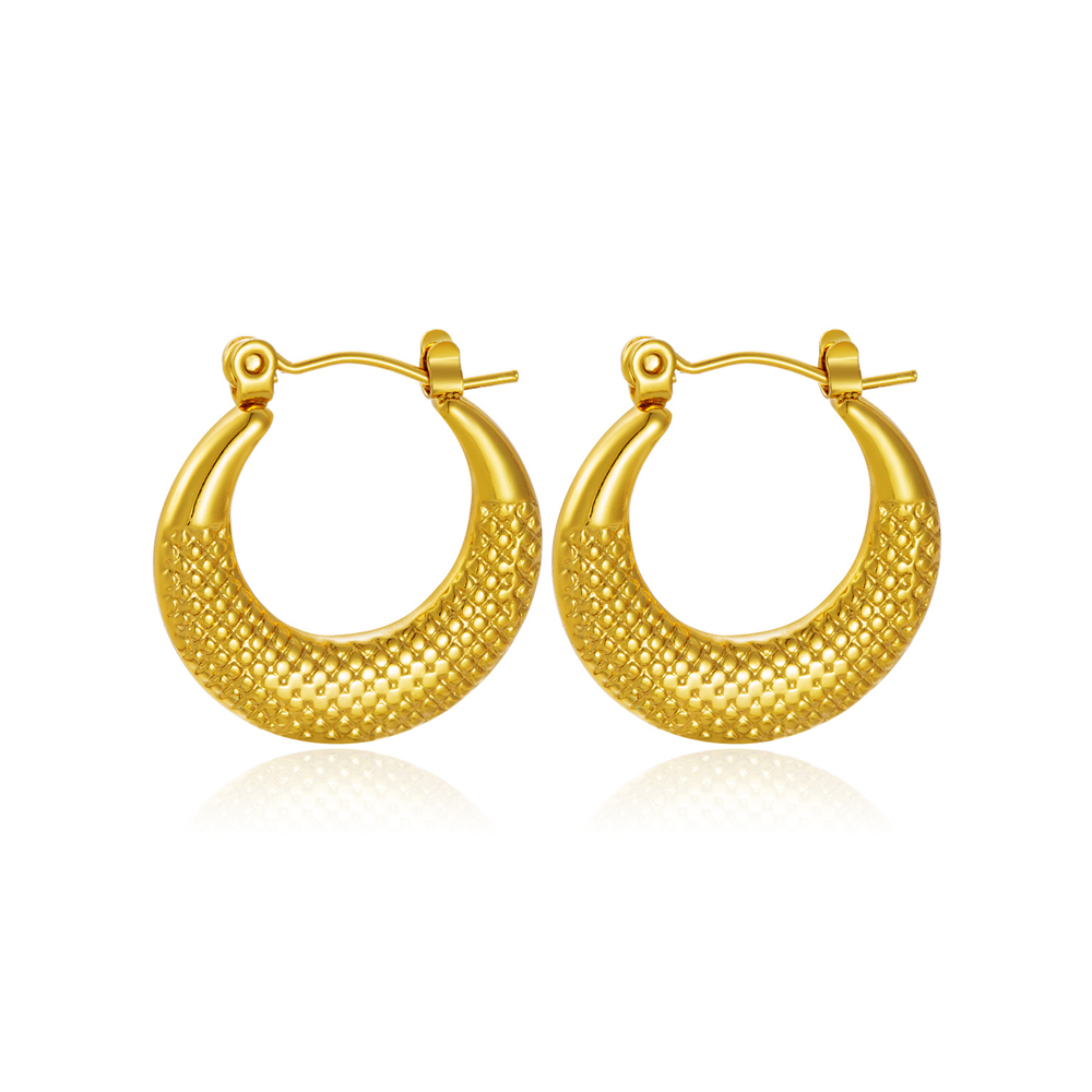 Customizable Stainless Steel Oil-Pressed Fish Scale Hoop Earrings for Women