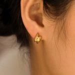 Factory Custom Double Layered PVD Gold Stainless Steel Huggie Earrings for Women