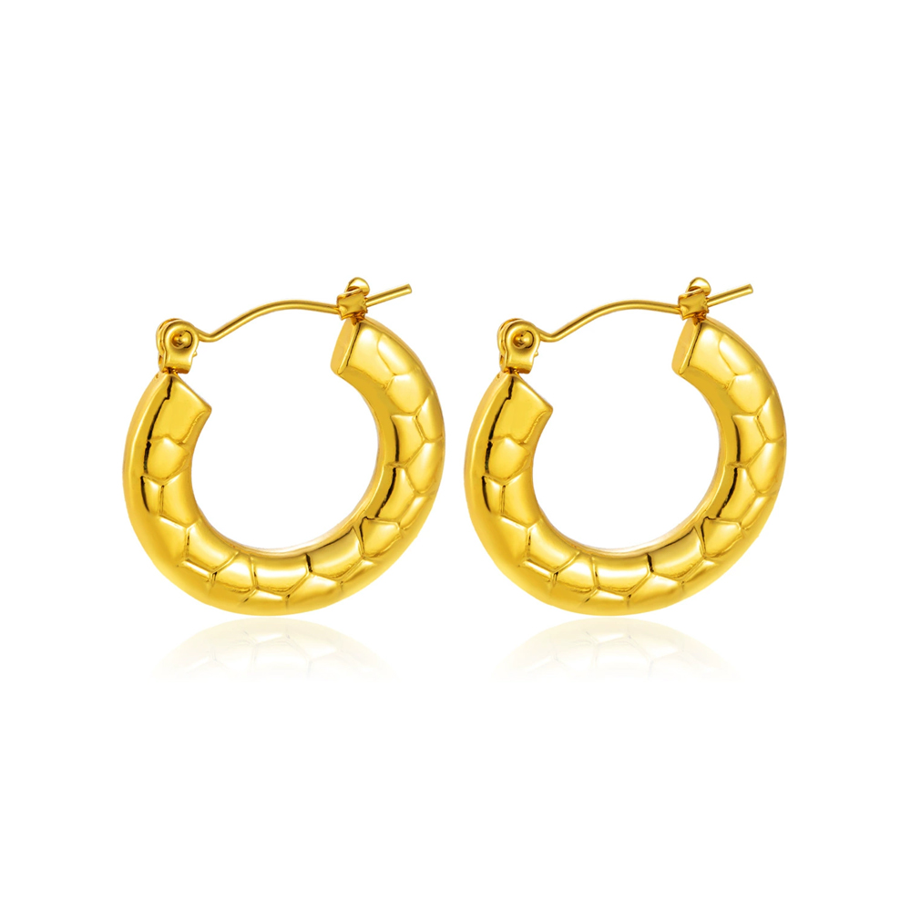 Custom Design Textured Stainless Steel Hoop Earrings for Women