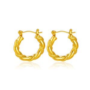 Custom Personalized 18K Gold Plated Twisted Hoop Earrings for Women