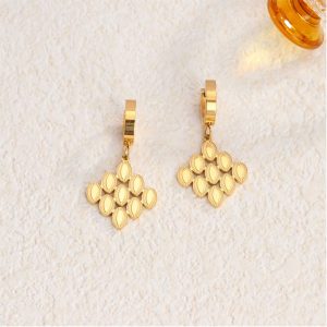 Custom Order Stainless Steel 18K Gold Plated Geometric Drop Earrings for Women