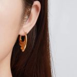 Custom Bulk Order PVD Gold Stainless Steel Wave Wing Statement Hoop Earrings for Women