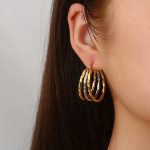 Custom Design PVD Gold Multi-Layer Gradient Stainless Steel Hoop Earrings for Women