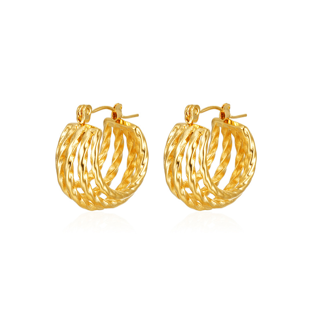 OEM ODM Bulk Jewelry Stainless Steel Multi-Layer Twisted Hoop Earrings for Women
