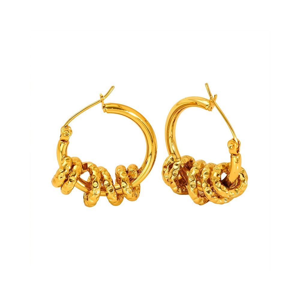 Customized Manufacturer Gold Weaved Stainless Steel Hoop Earrings for Women