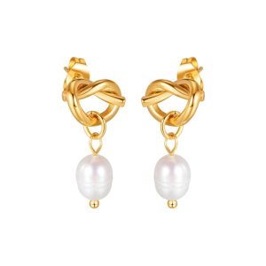 Custom Elegant Knot Pearl Dangle Earrings for Women