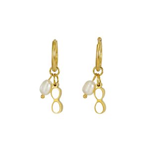 Custom Made Statement Stainless Steel Pearl Hoop Earrings for Women