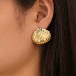 Custom Summer Beach Stainless Steel Shell Stud Earrings for Women