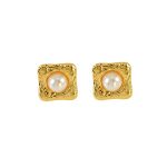 Custom Order Vintage Stainless Steel Pearl Stud Earrings Set for Women