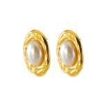 Private Label Custom Textured Heart Oval Pearl Stud Earrings Set for Women
