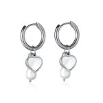 Custom Bulk Jewelry Trendy Heart Pearl Dangle Hoop Earrings for Women