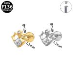 ASTM F136 Titanium Flat Back Earring for Women  Zircon Flowers Internally Threaded Earring 16G Piercing Jewelry