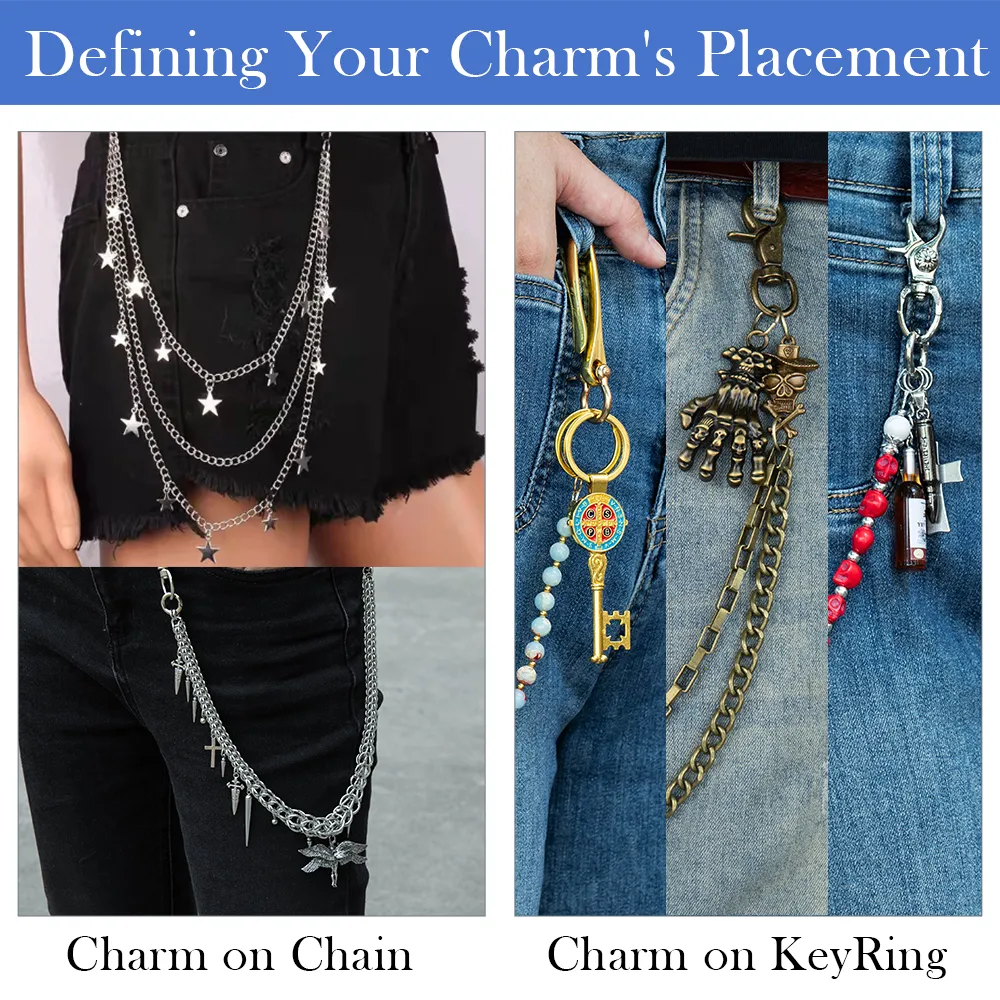 The placement of you jean chain charm custom design