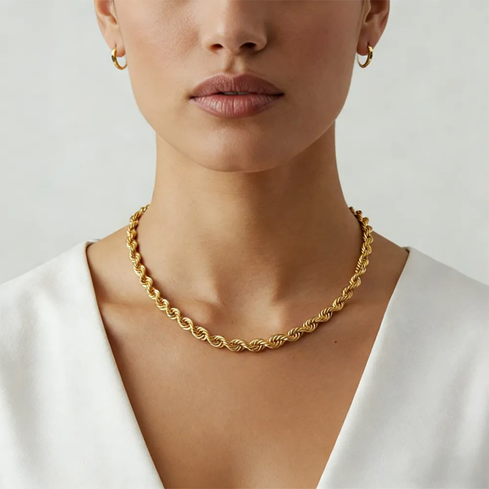 Bespoke 316L stainless steel rope chain necklace for women direct factory