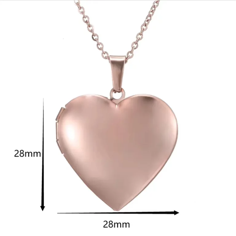 Bespoke Stainless Steel Rose Gold Heart Necklace with Photo Manufactures Size ChartBespoke Stainless Steel Flat Cross Chain Heart Necklace with Photo Manufactures Size Chart