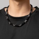 Bespoke bead spiral metal spacer stainless steel necklace for guys