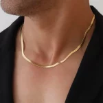 Bespoke stainless steel flat snake chain necklace for men supplier