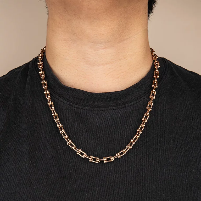 Bespoke stainless steel u-shaped chain necklace for men direct factory
